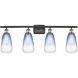 Ballston Brookhaven Almond 4 Light 36 inch Black Antique Brass Bath Vanity Light Wall Light in Sapphire Blue Glass