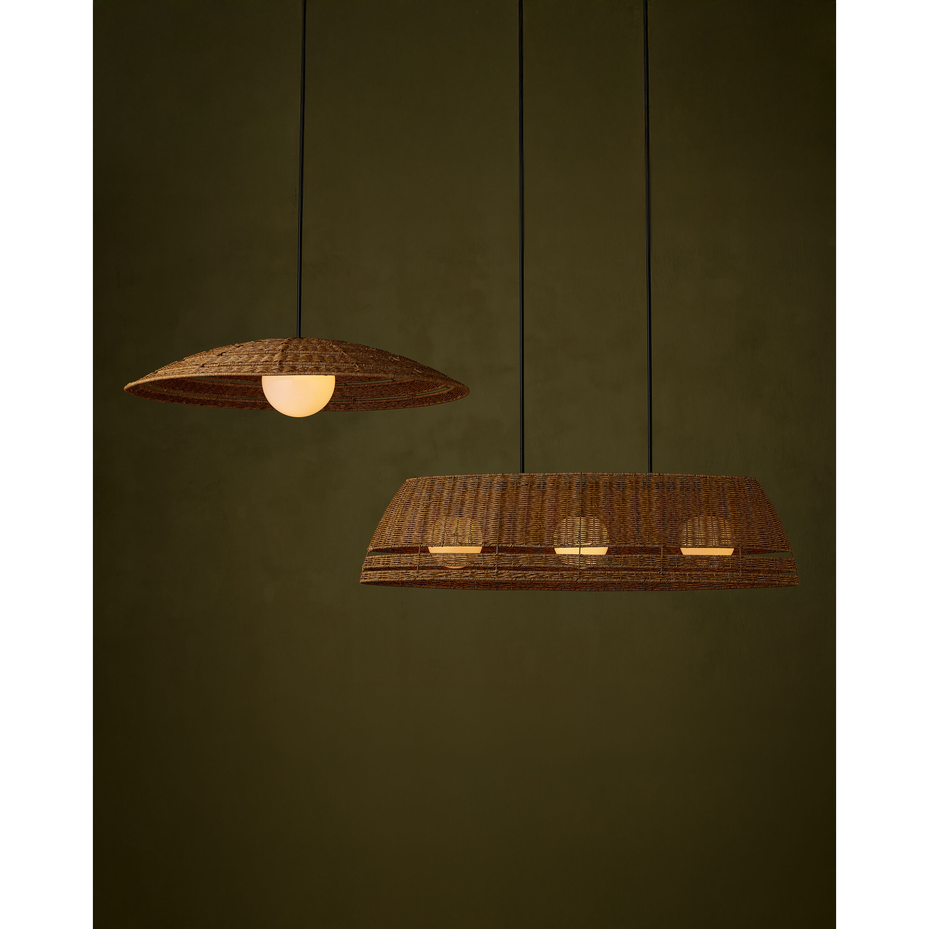 Barbary 3 Light 52.75 inch Natural/Black/Frosted White Outdoor Chandelier