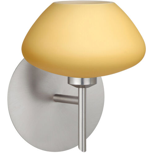 Peri 1 Light 5 inch Satin Nickel Mini Sconce Wall Light in Halogen, Vanilla Matte Glass