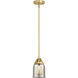 Nouveau 2 Bell 1 Light 5 inch Satin Gold Mini Pendant Ceiling Light in Incandescent, Silver Plated Mercury