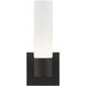 Aero ADA Wall Sconce Wall Light in Textured Black with Antique Brass Accent