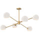 Alora Mood Willow 6 Light 37 inch Brushed Gold Chandelier Ceiling Light in Opal Glass