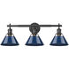 Orwell 3 Light 27 inch Matte Black Bath Vanity Wall Light in Navy