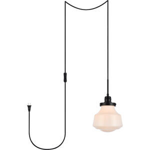 Lye 1 Light 8 inch Black and Frosted White Pendant Ceiling Light
