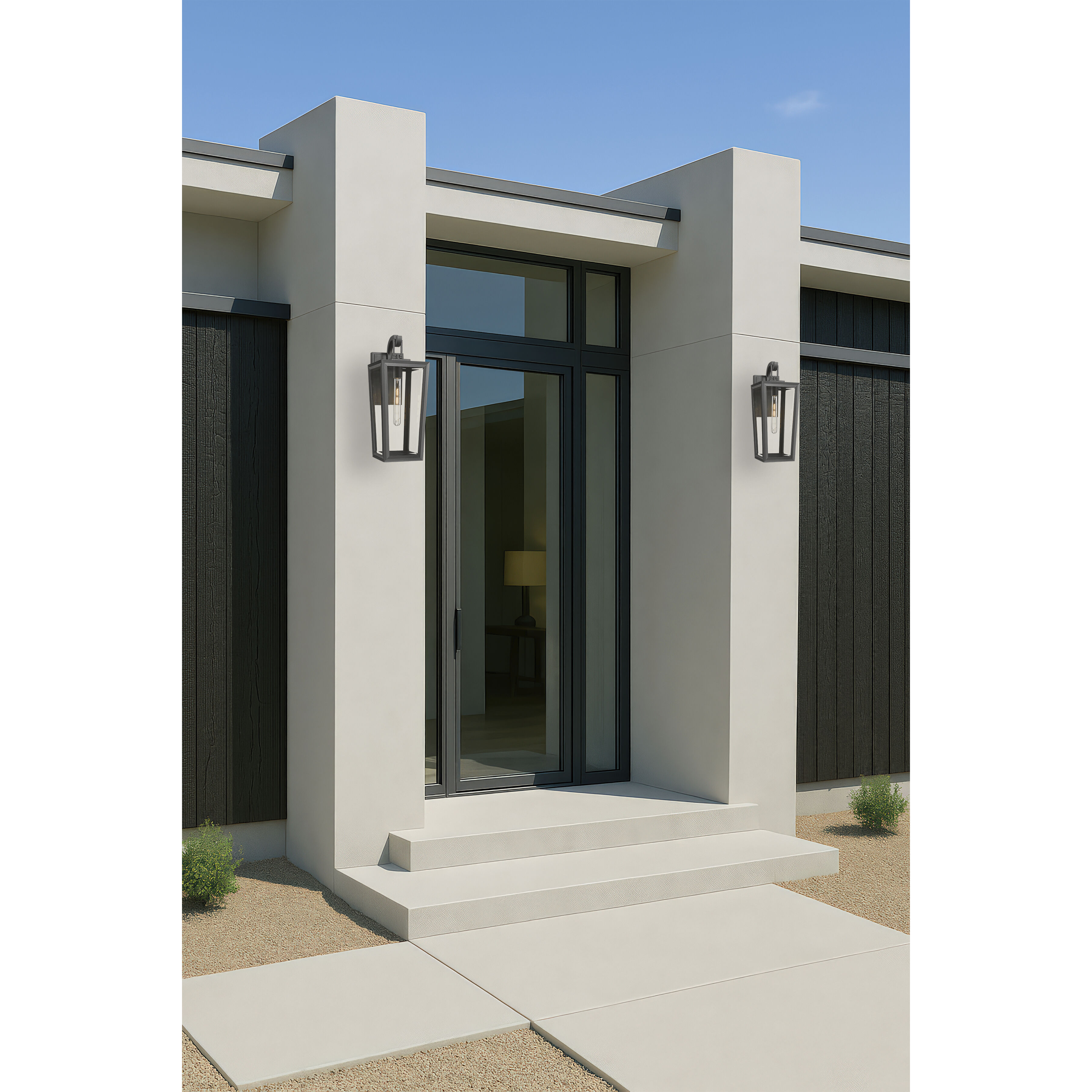 Madison 1 Light 20.75 inch Matte Black Outdoor Sconce in Clear Glass