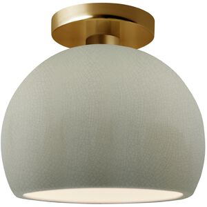 Radiance 1 Light 7 inch Celadon Green Crackle and Brushed Brass Semi Flush Ceiling Light
