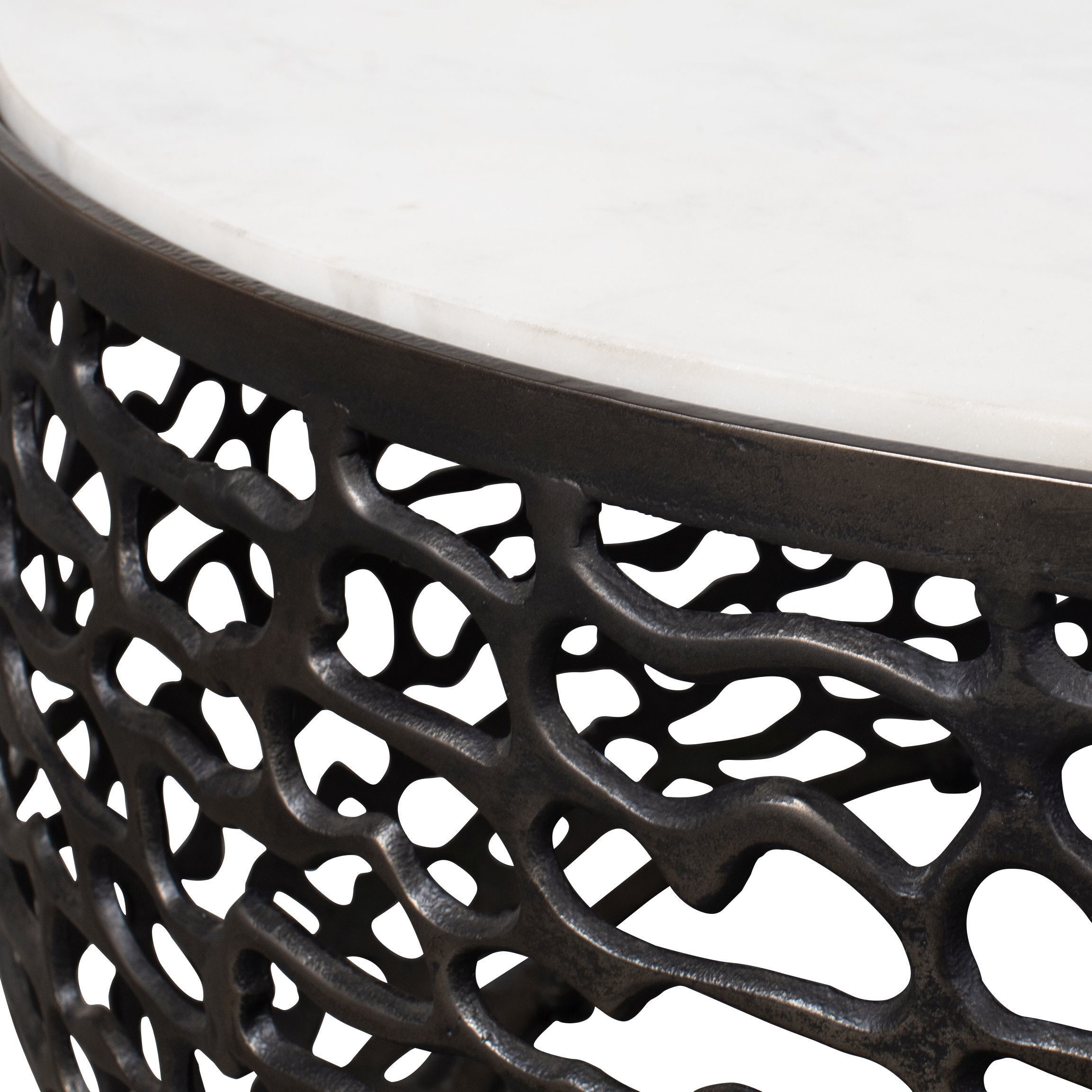 Sabena 36 X 16 inch Dark Bronze and White Marble Outdoor Coffee Table