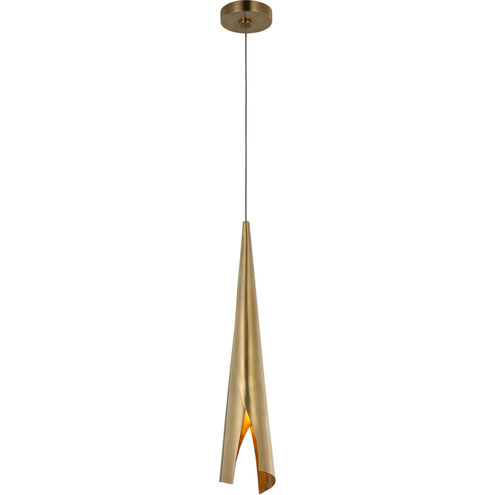 Kelly Wearstler Piel LED 4.5 inch Antique-Burnished Brass Wrapped Pendant Ceiling Light, Small
