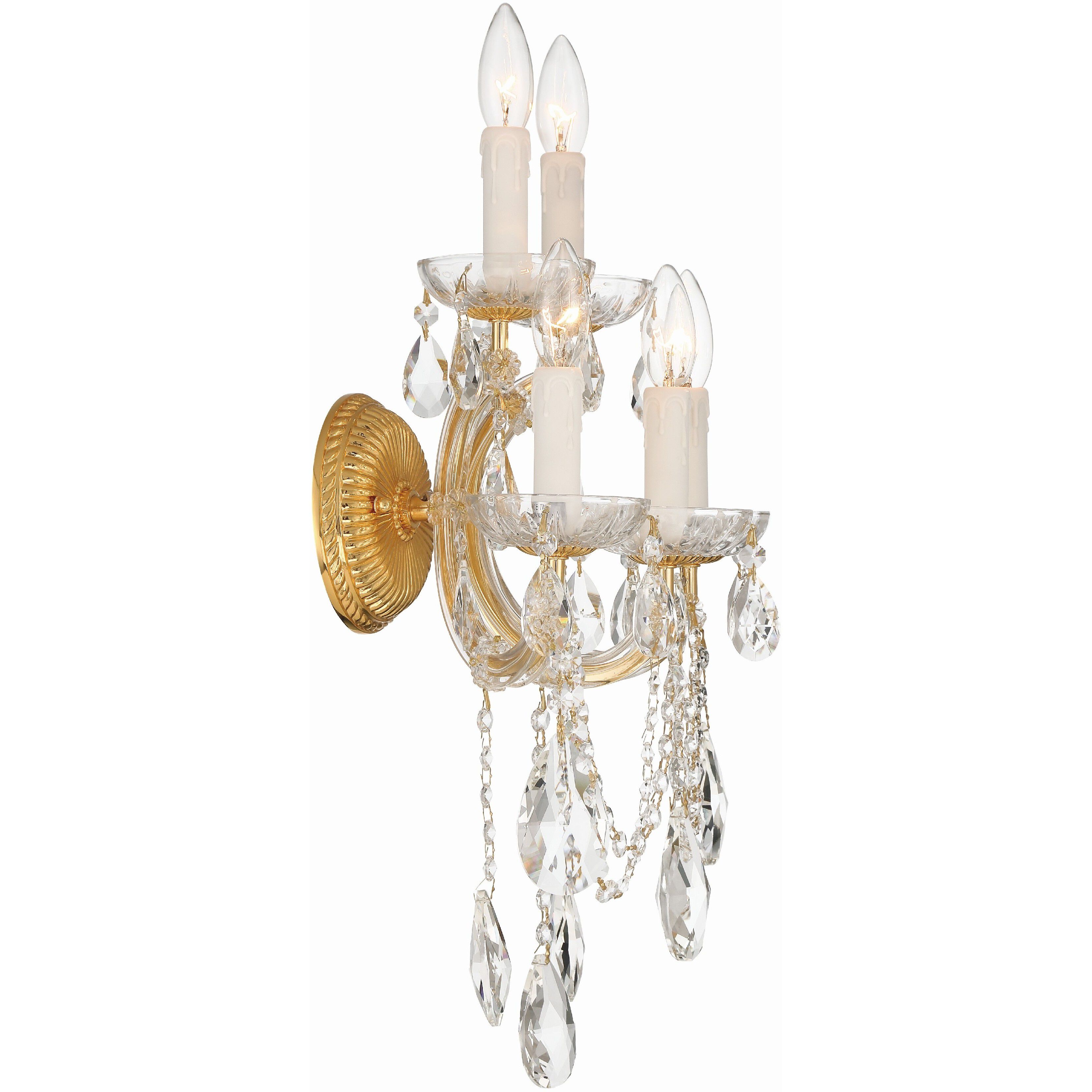 Maria Theresa Sconce Wall Light in Clear Swarovski Strass, Gold