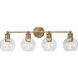 Hansford 4 Light 34 inch Vintage Brass Bath Vanity Wall Light