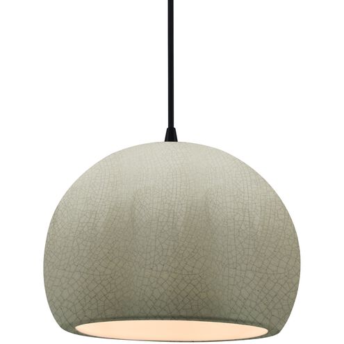 Radiance LED 10 inch Celadon Green Crackle and Matte Black Pendant Ceiling Light