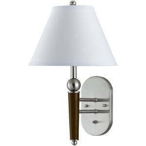 Hotel 1 Light 12 inch Brushed Steel and Espresso Wall Lamp Wall Light