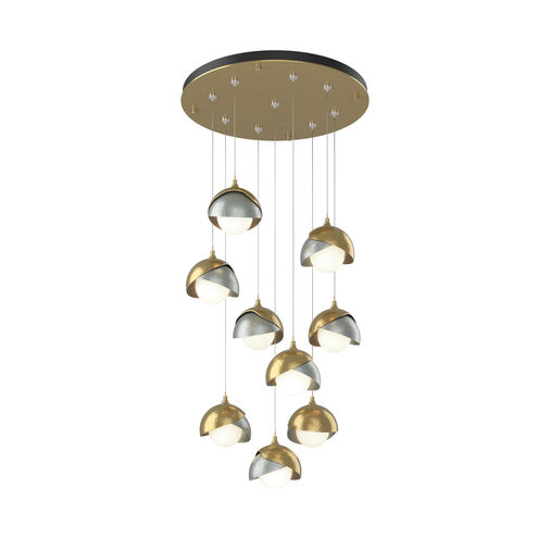 Brooklyn 9 Light 20.5 inch Modern Brass and Vintage Platinum Pendant Ceiling Light in Modern Brass/Vintage Platinum, Round
