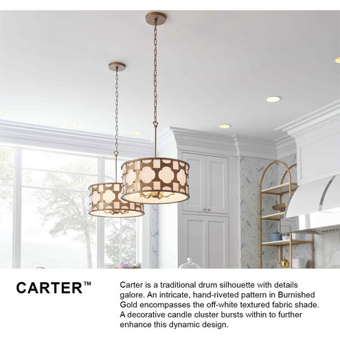 Carter LED 37 inch Burnished Gold Indoor Linear Chandelier Ceiling Light, Oval