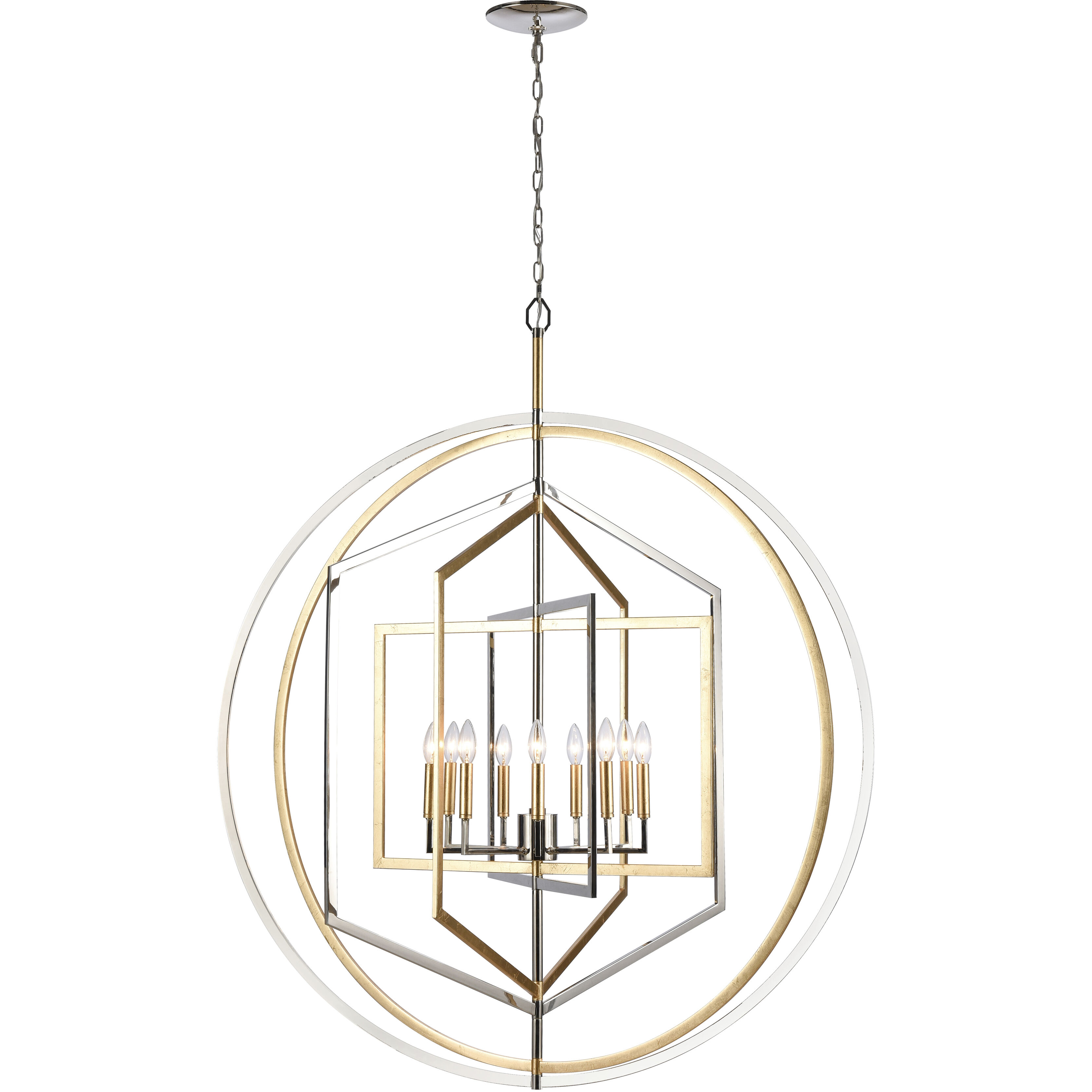 Geosphere 9 Light 46 inch Polished Nickel Chandelier Ceiling Light