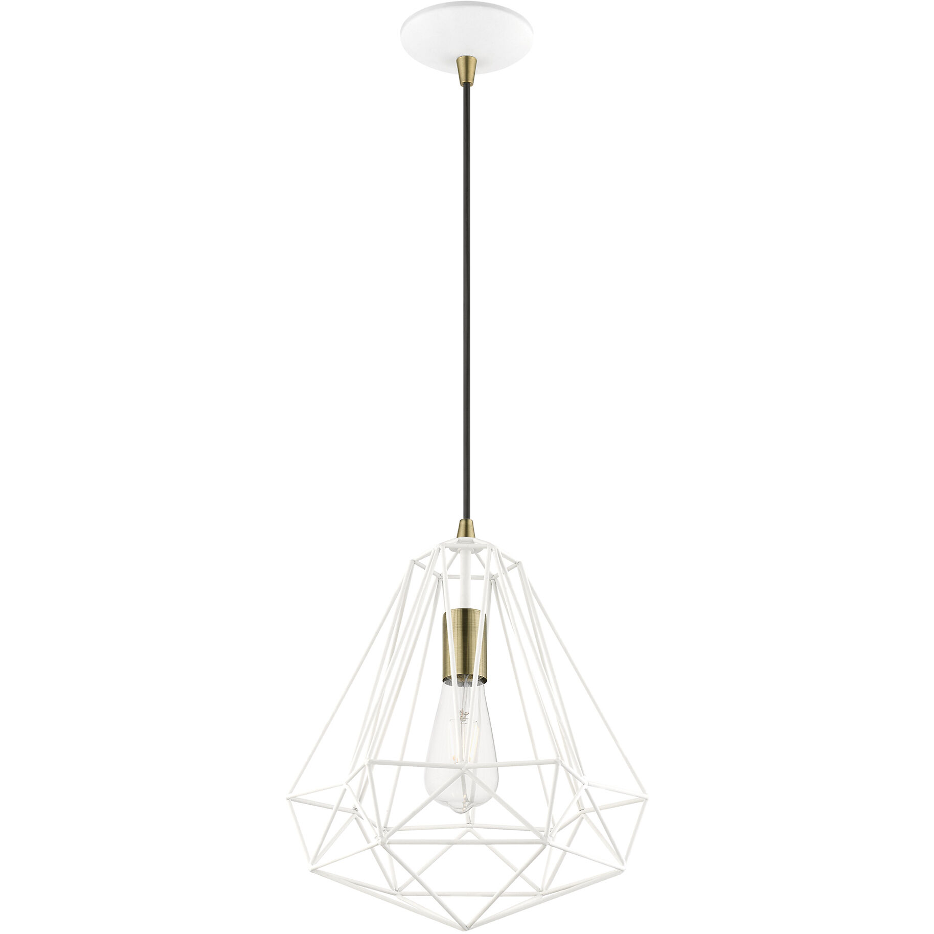 Knox 1 Light 12 inch Textured White with Antique Brass Accents Pendant Ceiling Light