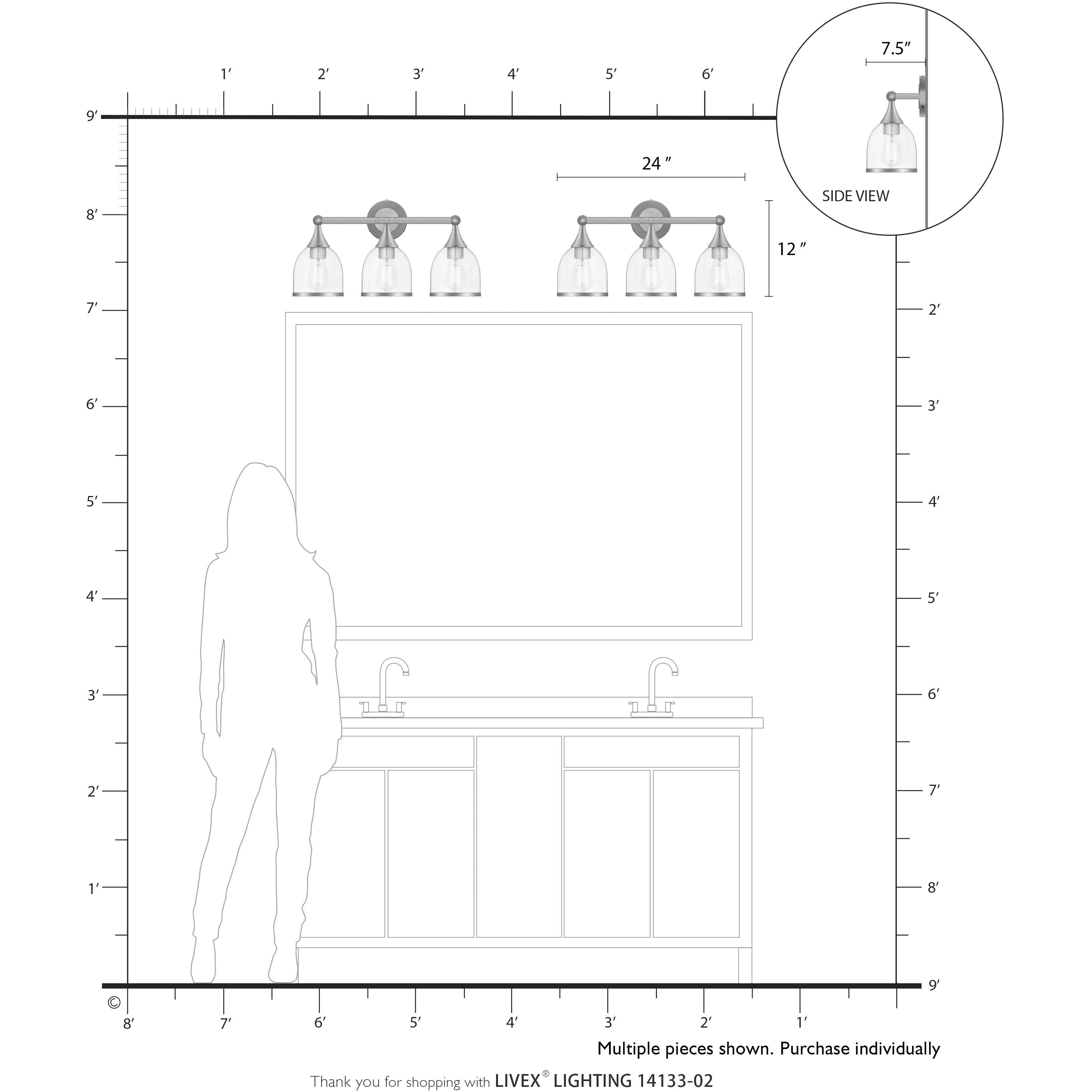 Ashridge 3 Light 24 inch Polished Brass Vanity Wall Sconce Wall Light