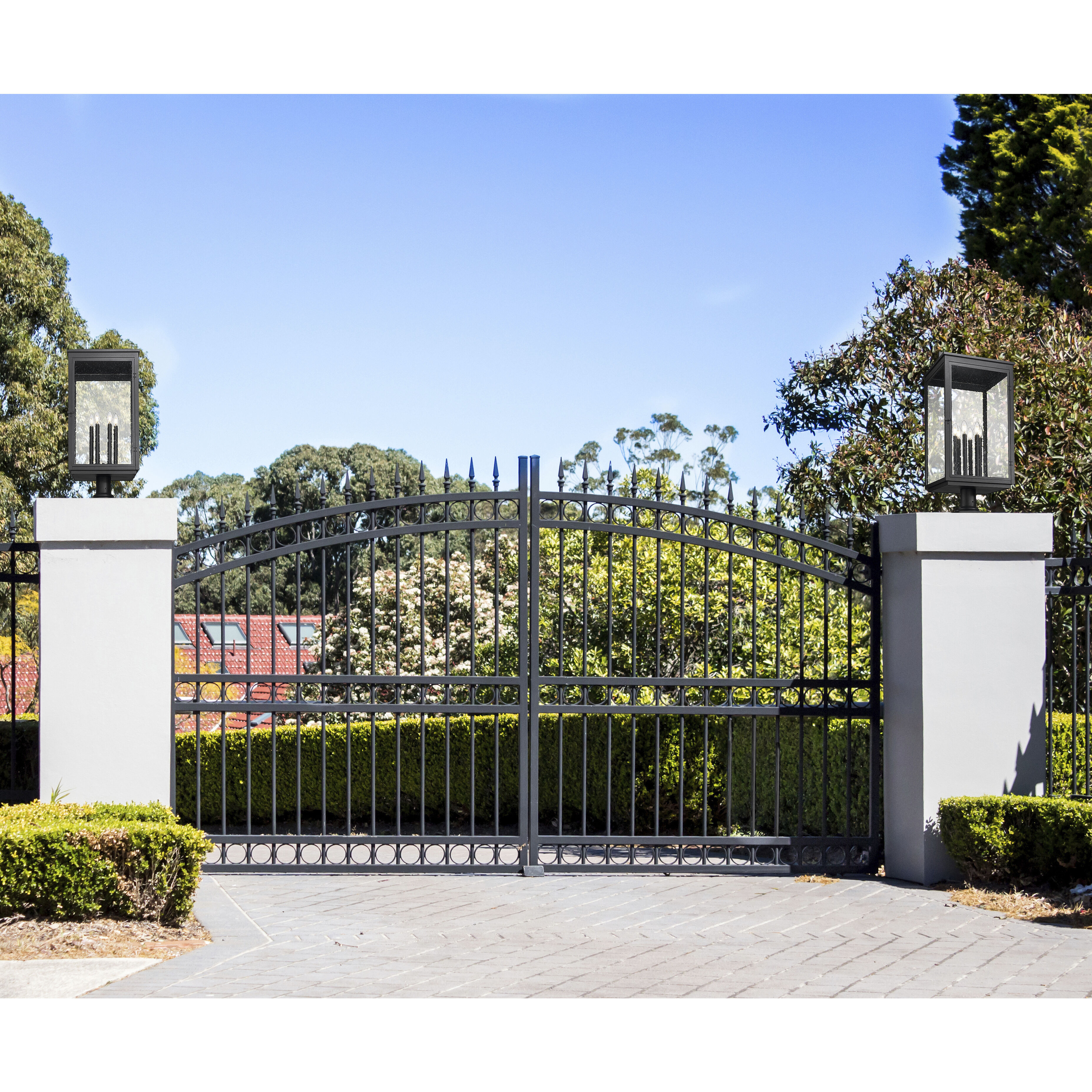 Hartwell 6 Light 34.75 inch Sand Black Outdoor Pier Mounted Fixture