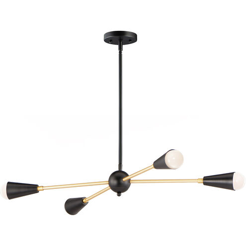 Lovell 4 Light 16 inch Black/Satin Brass Multi-Light Pendant Ceiling Light