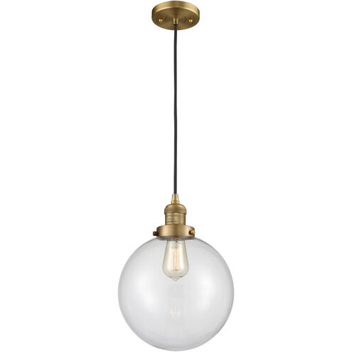 Franklin Restoration X-Large Beacon LED 10 inch Brushed Brass Mini Pendant Ceiling Light in Clear Glass, Franklin Restoration