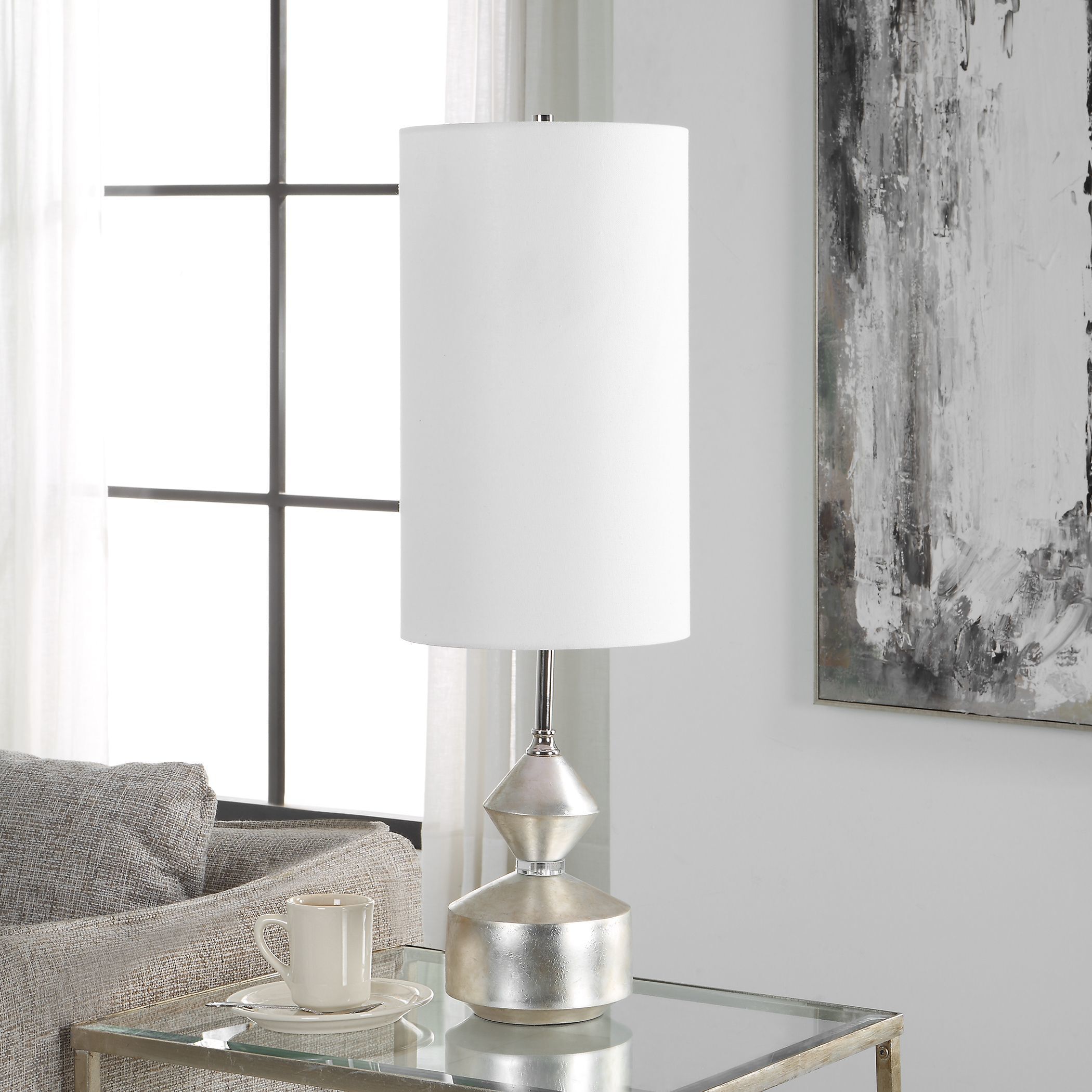 Vial 32.5 inch 150.00 watt Warm Silver and Polished Nickel with Crystal Buffet Lamp Portable Light