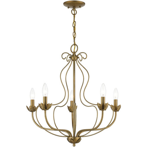 Katarina 5 Light 23 inch Antique Gold Leaf Chandelier Ceiling Light