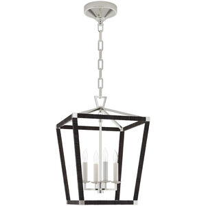 Chapman & Myers Darlana5 LED 12.5 inch Polished Nickel and Black Rattan Wrapped Lantern Ceiling Light, Small