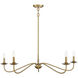 Traditional 5 Light 42 inch Natural Brass Chandelier Ceiling Light