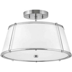 Clarke LED 15 inch Polished Nickel with Matte White Indoor Semi-Flush Mount Ceiling Light