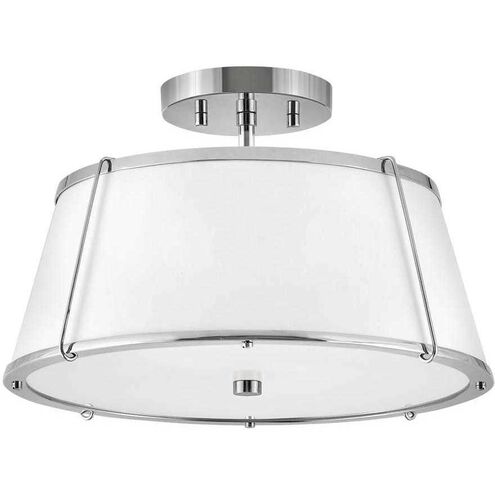Clarke 2 Light 15 inch Polished Nickel with Matte White Indoor Semi-Flush Mount Ceiling Light
