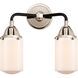 Nouveau 2 Dover 2 Light 13 inch Black Polished Nickel Bath Vanity Light Wall Light in Matte White Glass