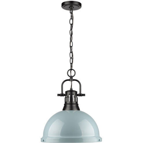 Duncan 1 Light 14 inch Matte Black Pendant Ceiling Light in Seafoam, Large