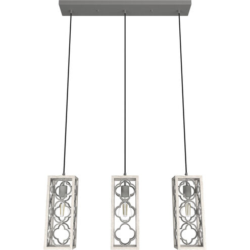 Gablecrest 3 Light 5 inch Distressed White Linear Cluster Pendant Ceiling Light