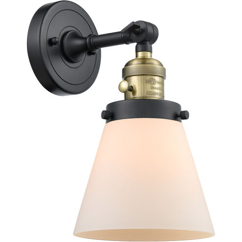 Franklin Restoration Small Cone LED 6 inch Black Antique Brass Sconce Wall Light, Franklin Restoration