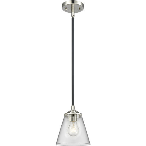 Nouveau Cone LED 6.25 inch Black Polished Nickel Mini Pendant Ceiling Light in Clear, Nouveau