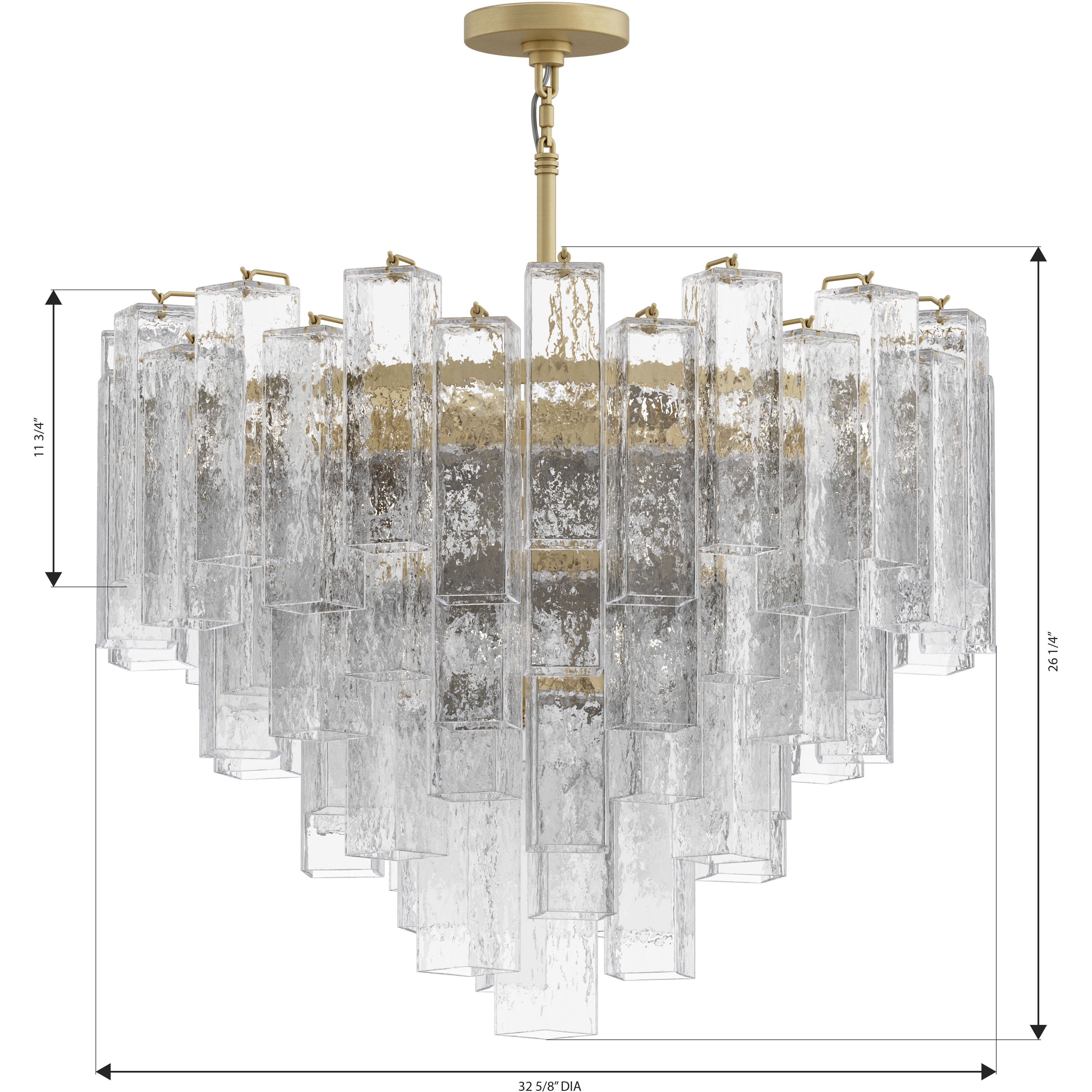 Torvento 15 Light 32.75 inch Legacy Brass Pendant Ceiling Light in Clear Handmade Glass