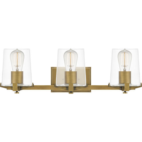 Perry 3 Light 24 inch Weathered Brass Bath Light Wall Light, Large