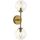 Cassia 2 Light 6 inch Aged Brass Bath Wall Vanity Wall Light