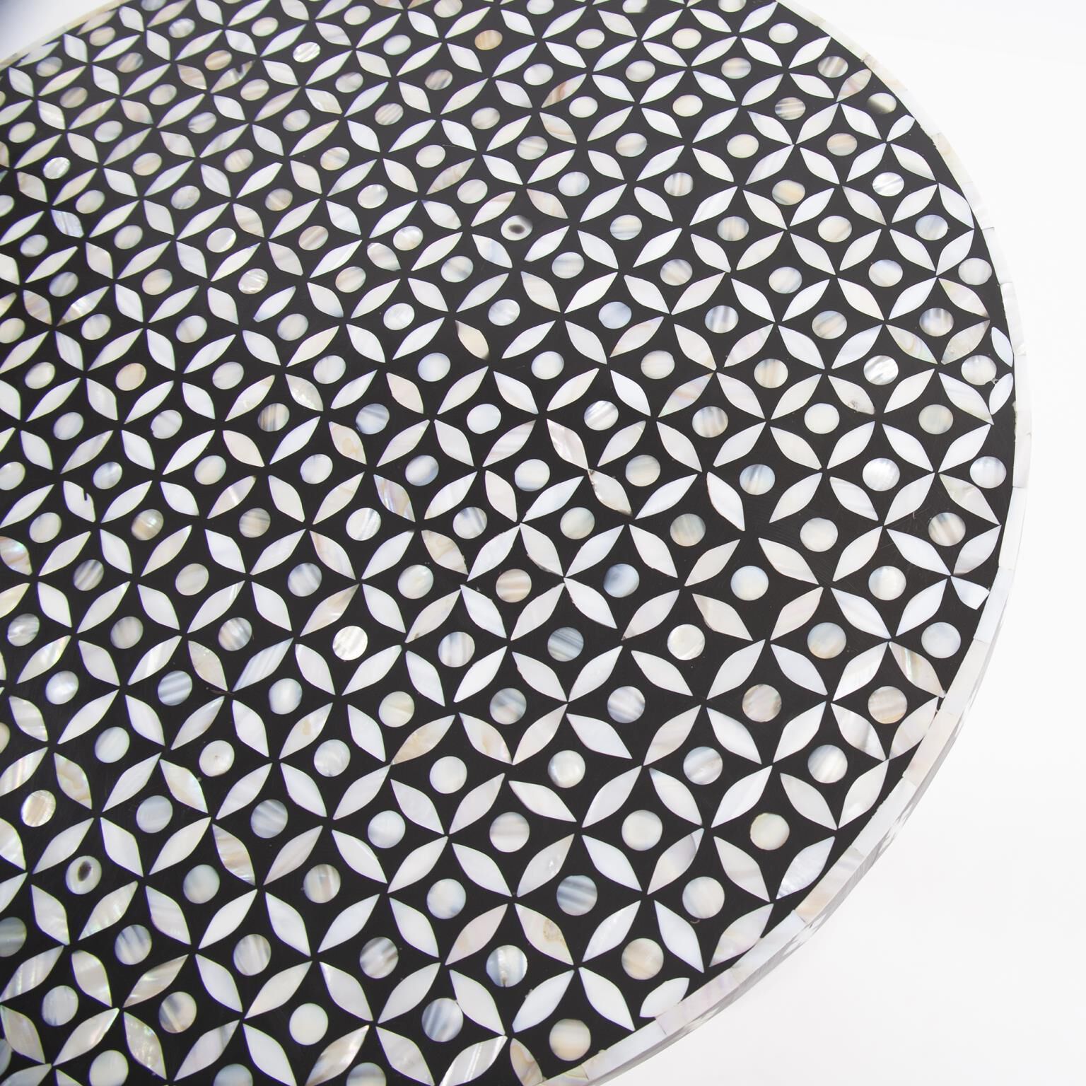 Carter 23 X 18 inch Nickel/Black/White Martini Table