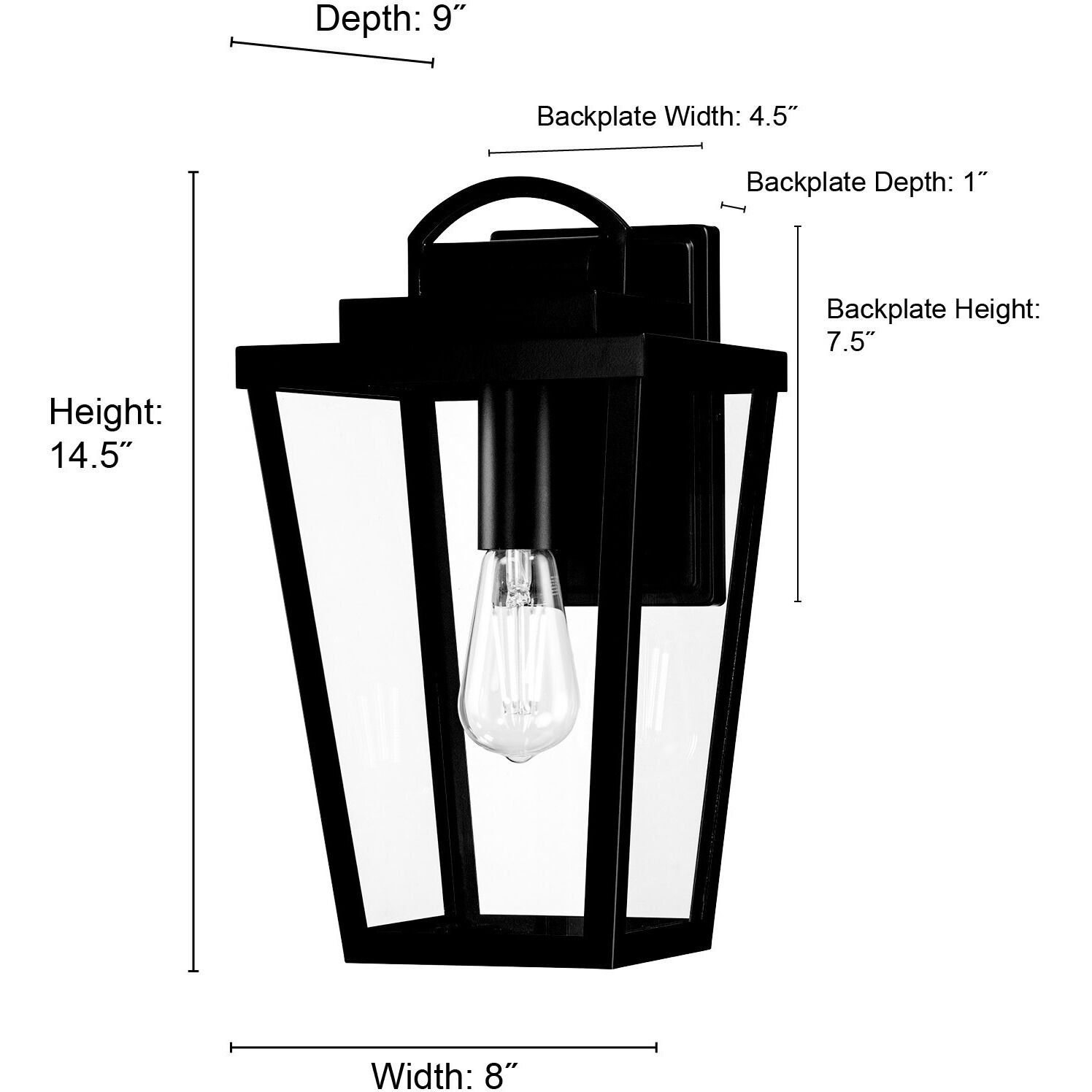Brenwick 1 Light 14.5 inch Powder Coated Black Outdoor Wall Sconce