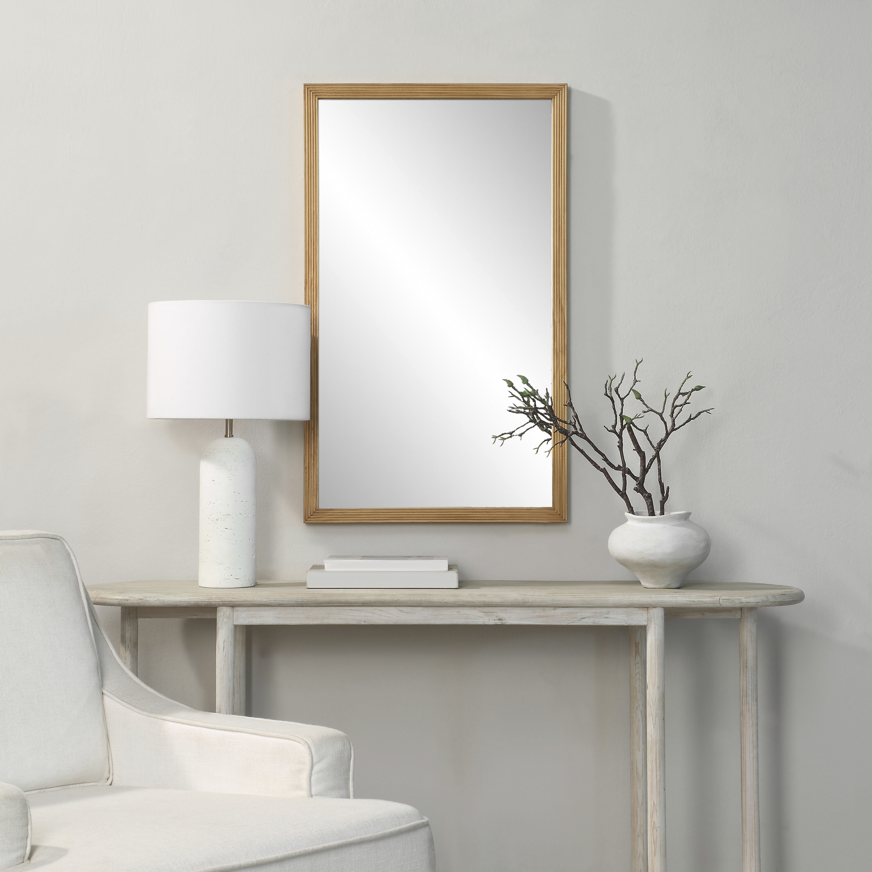 Salia 40 X 24 inch Natural Wall Mirror
