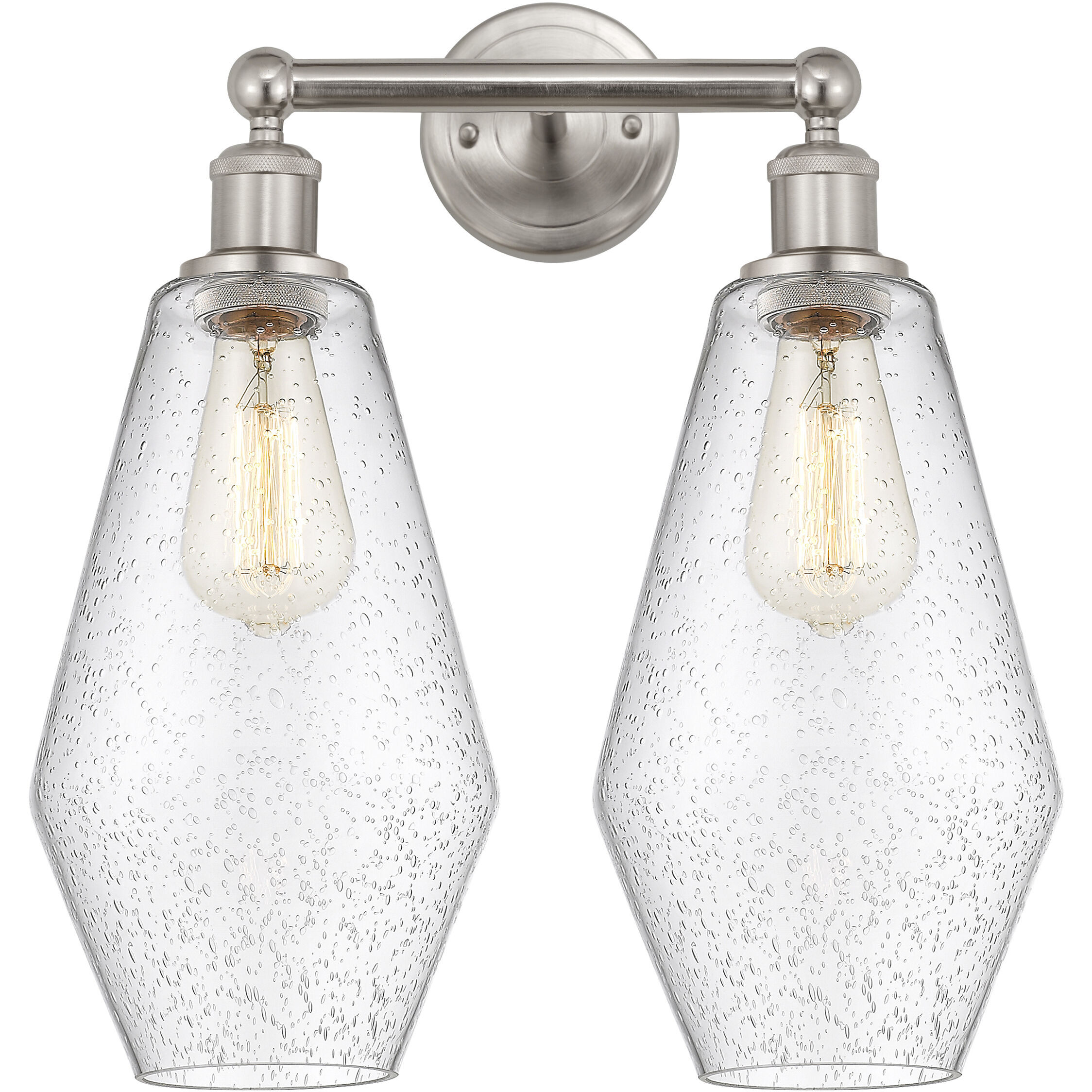 Cindyrella 2 Light 16 inch Brushed Satin Nickel Bath Vanity Light Wall Light in Seedy Glass