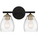 Winsley 2 Light 14 inch Coal And Stained Brass Bath Light Wall Light