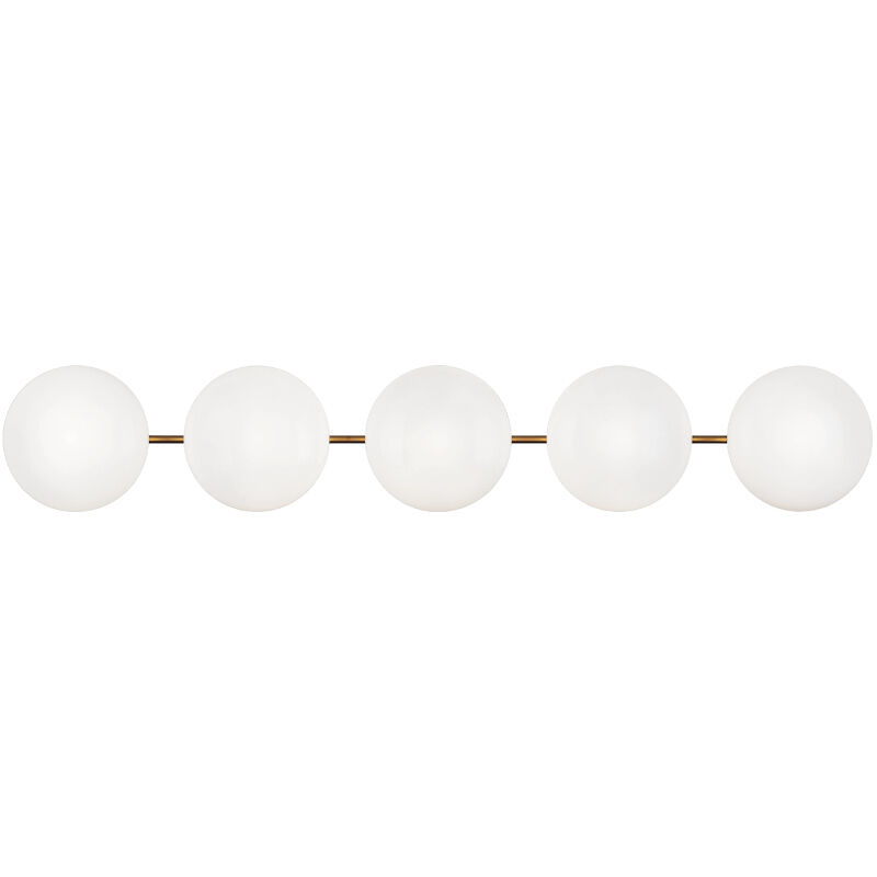 Pearlesque 5 Light 37.88 inch Aged Gold Brass Wall Sconce Wall Light in Aged Gold Brass and Opal Glass