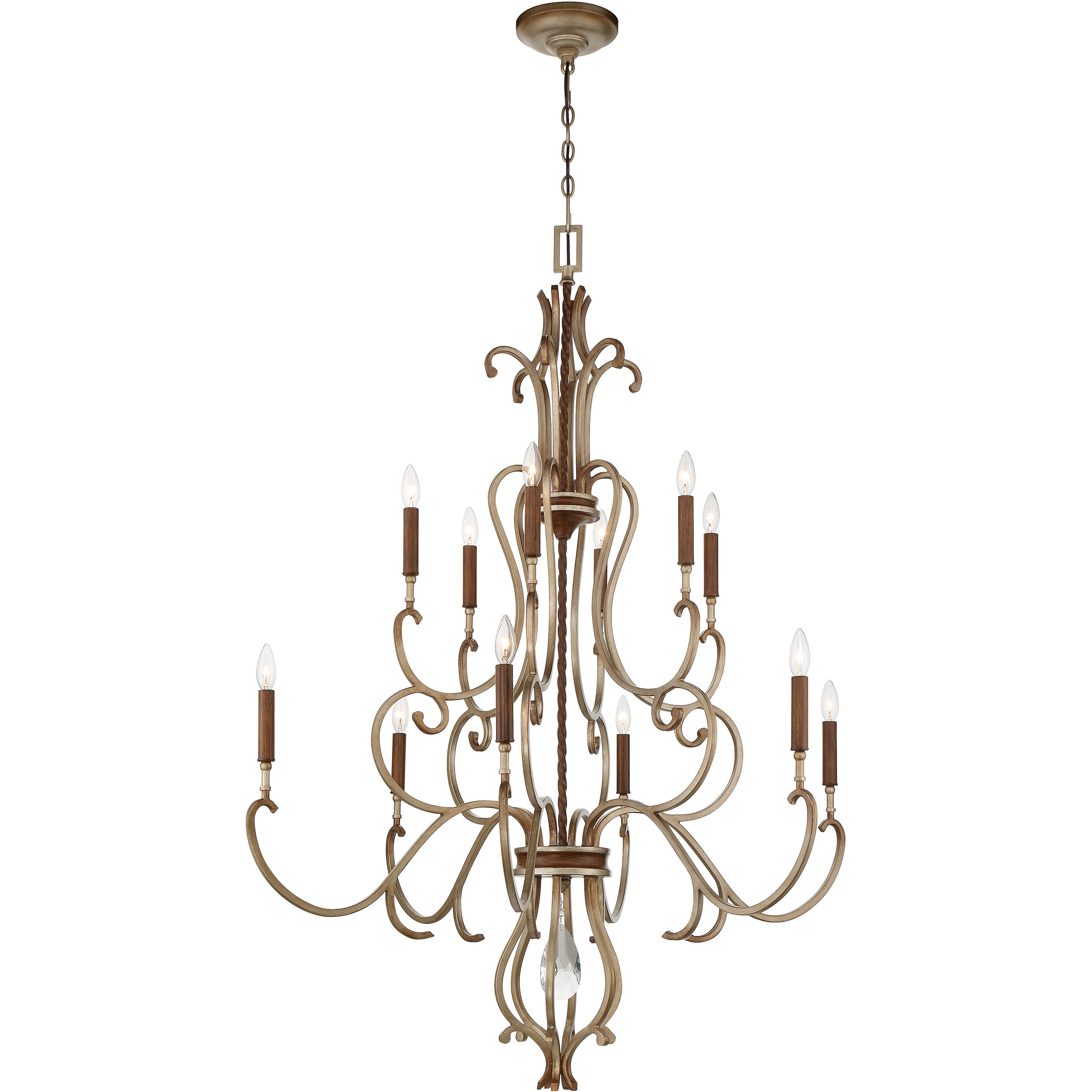 Magnolia Manor 12 Light 42 inch Pale Gold with Distressed Bronze Chandelier Ceiling Light