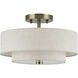 Monroe 2 Light 13 inch Antique Brass Semi Flush Mount Ceiling Light, Medium