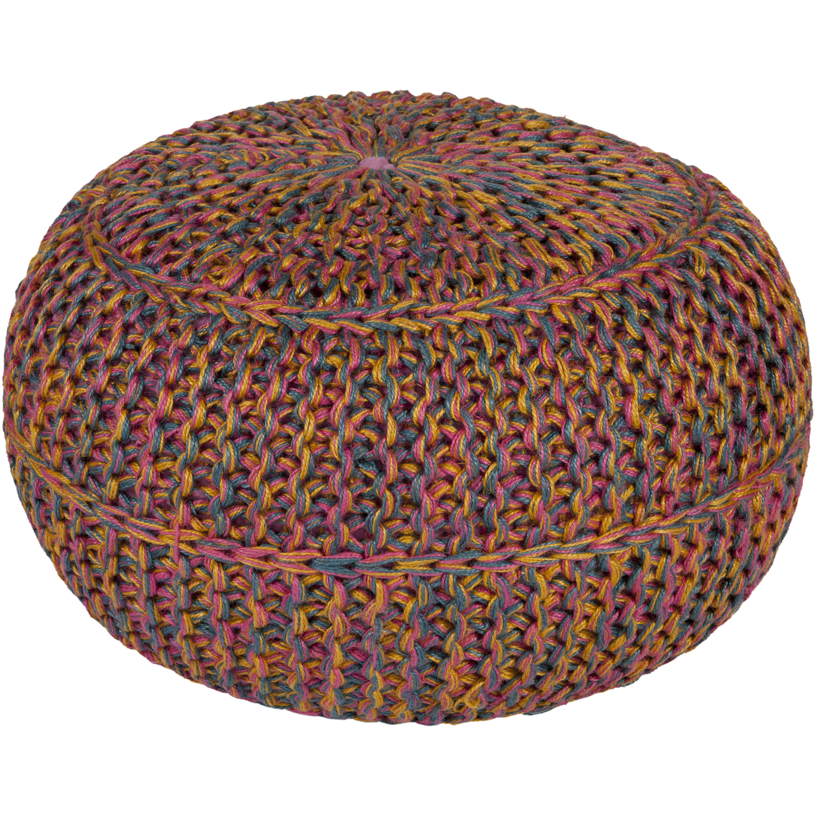 Wisteria 14 inch Rose Pouf Round