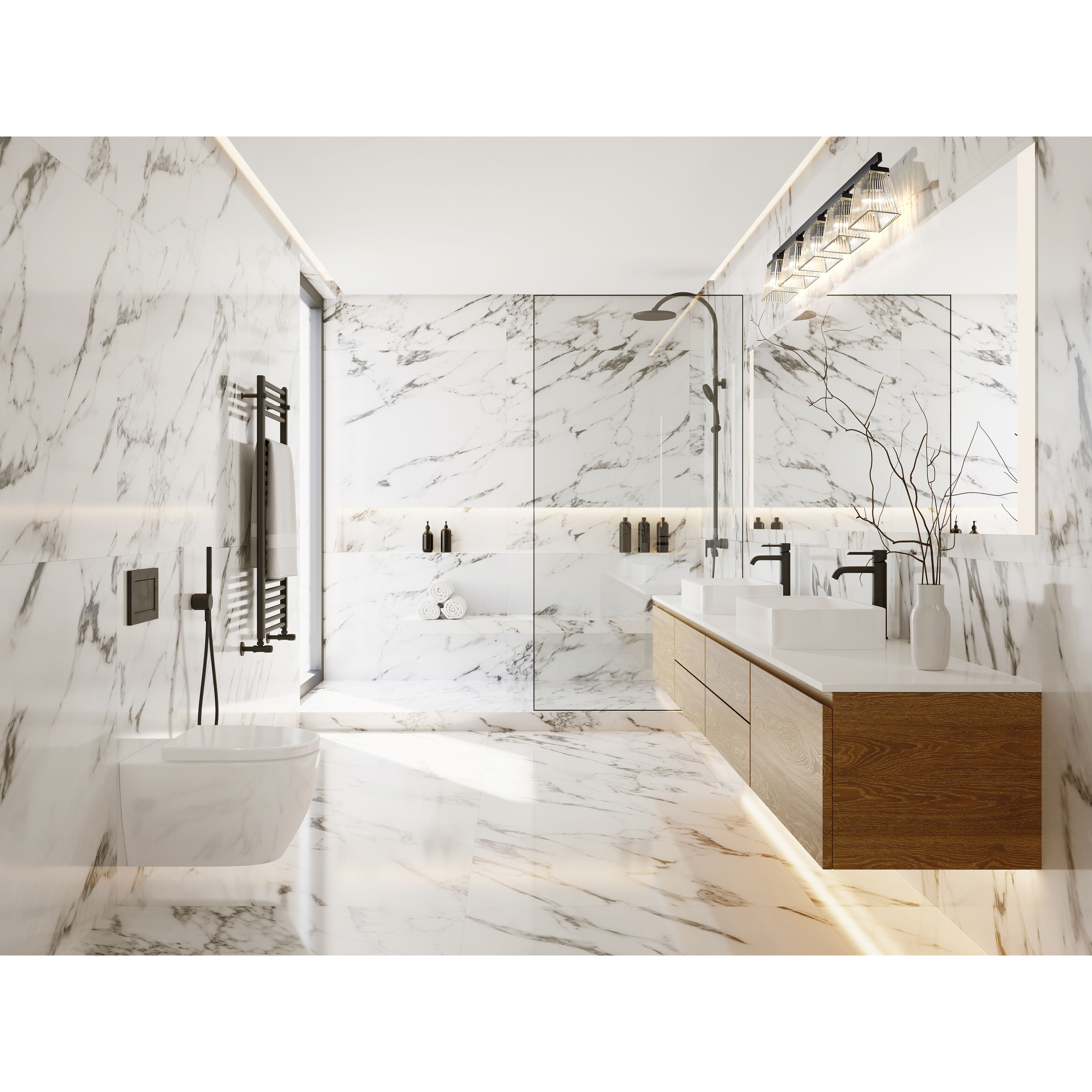 Astor 5 Light 36 inch Matte Black Vanity Wall Light