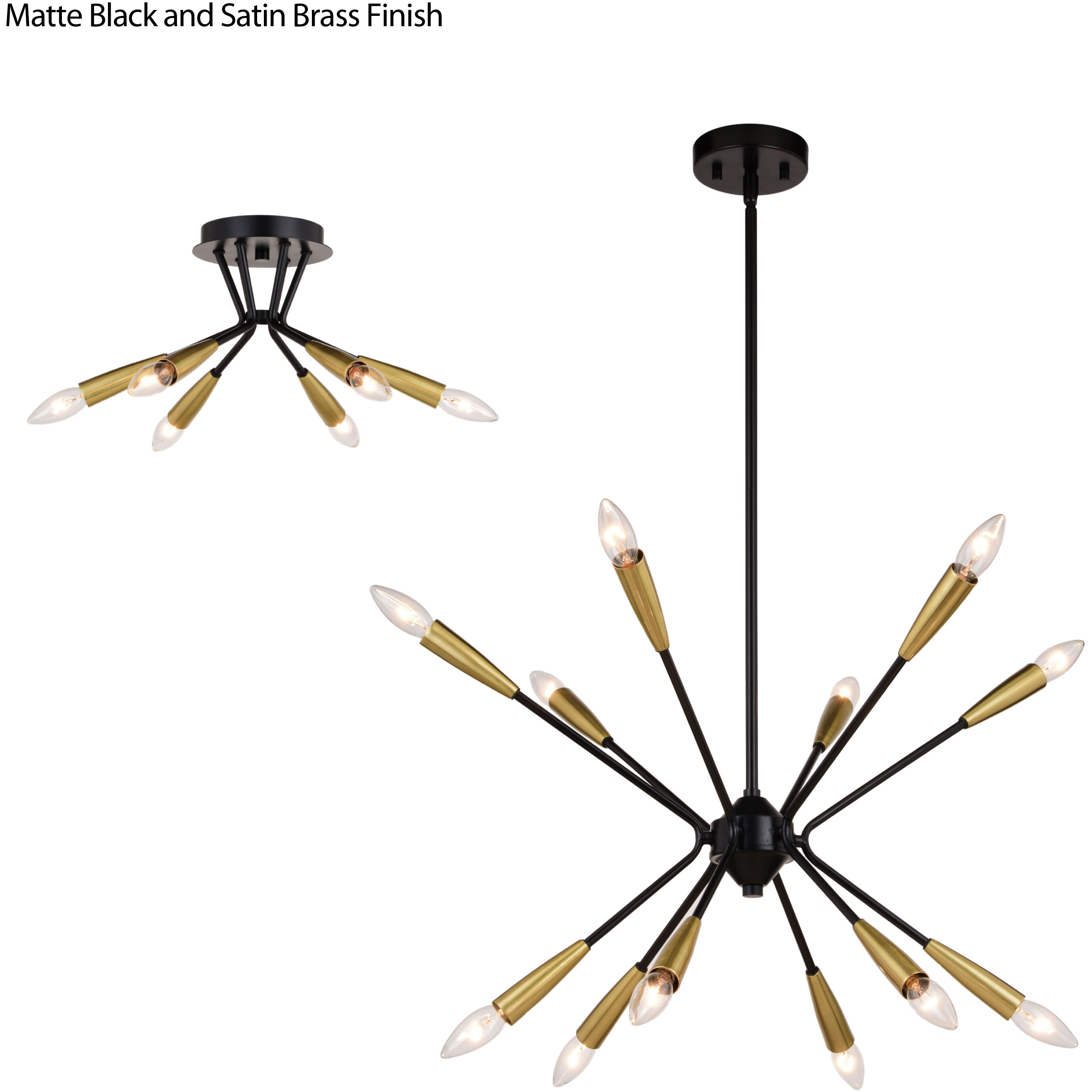 Ellis LED 25.25 inch Matte Black and Satin Brass Pendant Ceiling Light