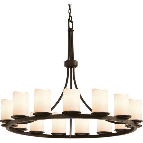Candlearia LED 42 inch Dark Bronze Chandelier Ceiling Light in Cream (CandleAria), Cylinder with Melted Rim, 10500 Lm LED